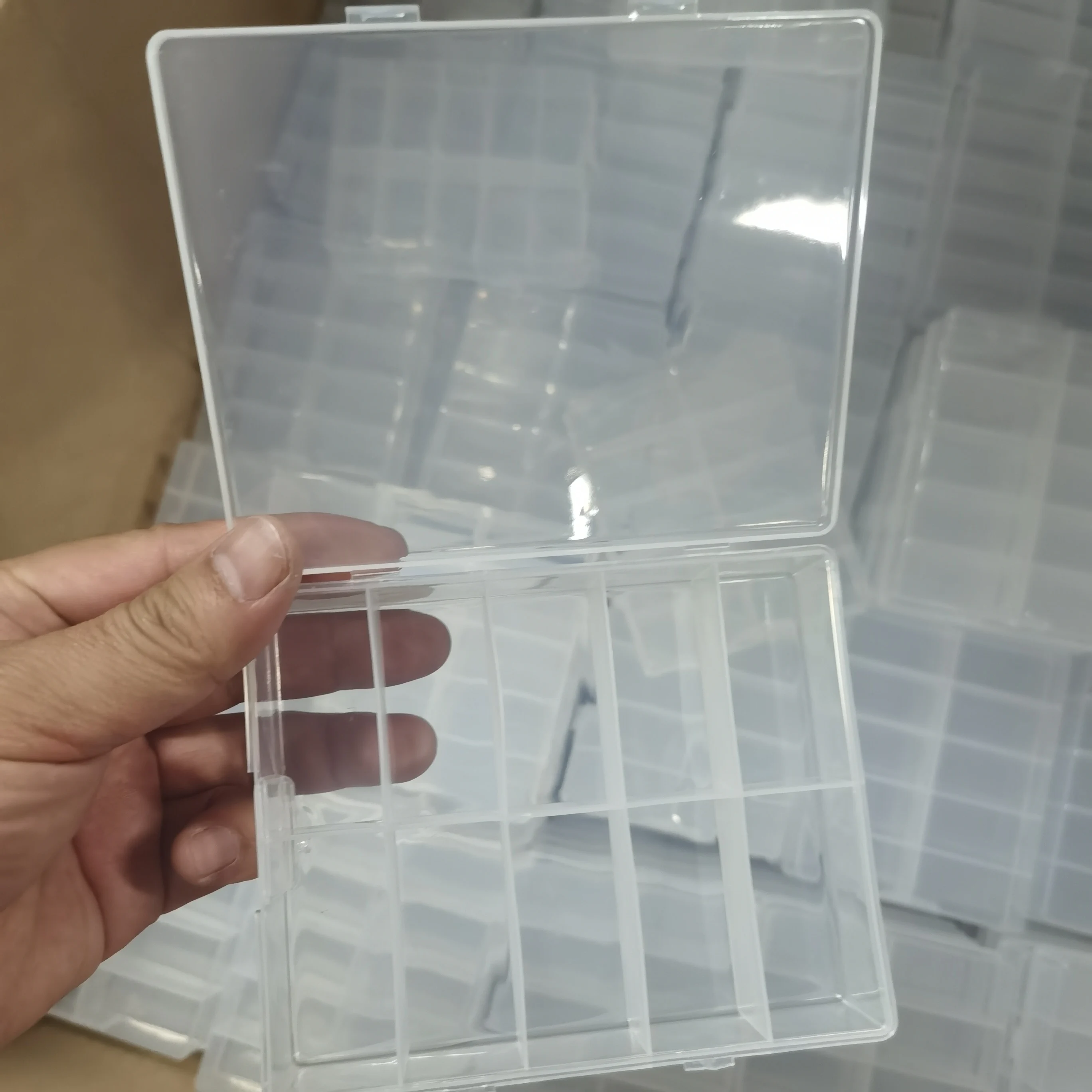 Boîte de rangement en plastique Transparent à 10 grilles, boîte de rangement pour décoration de bijoux d'ongles, boîte de rangement de pointes d'ongles, porte-feuilles en strass