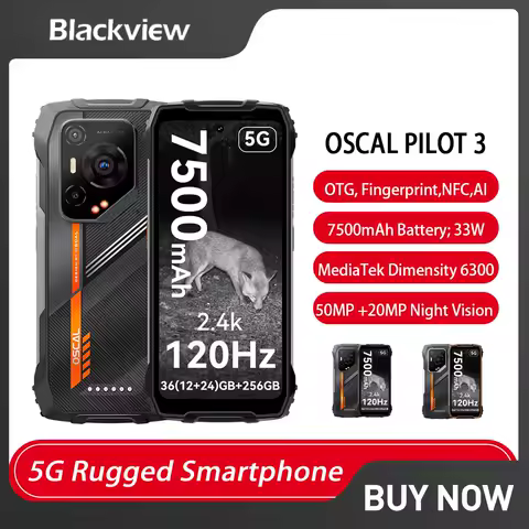 Blackview OSCAL PILOT 3 5G AI Rugged Phone 6.78 " FHD+ 2.4K Display Dimensity 6300 12GB 256GB 7500Amh  Android 15 50MP 32MP NFC