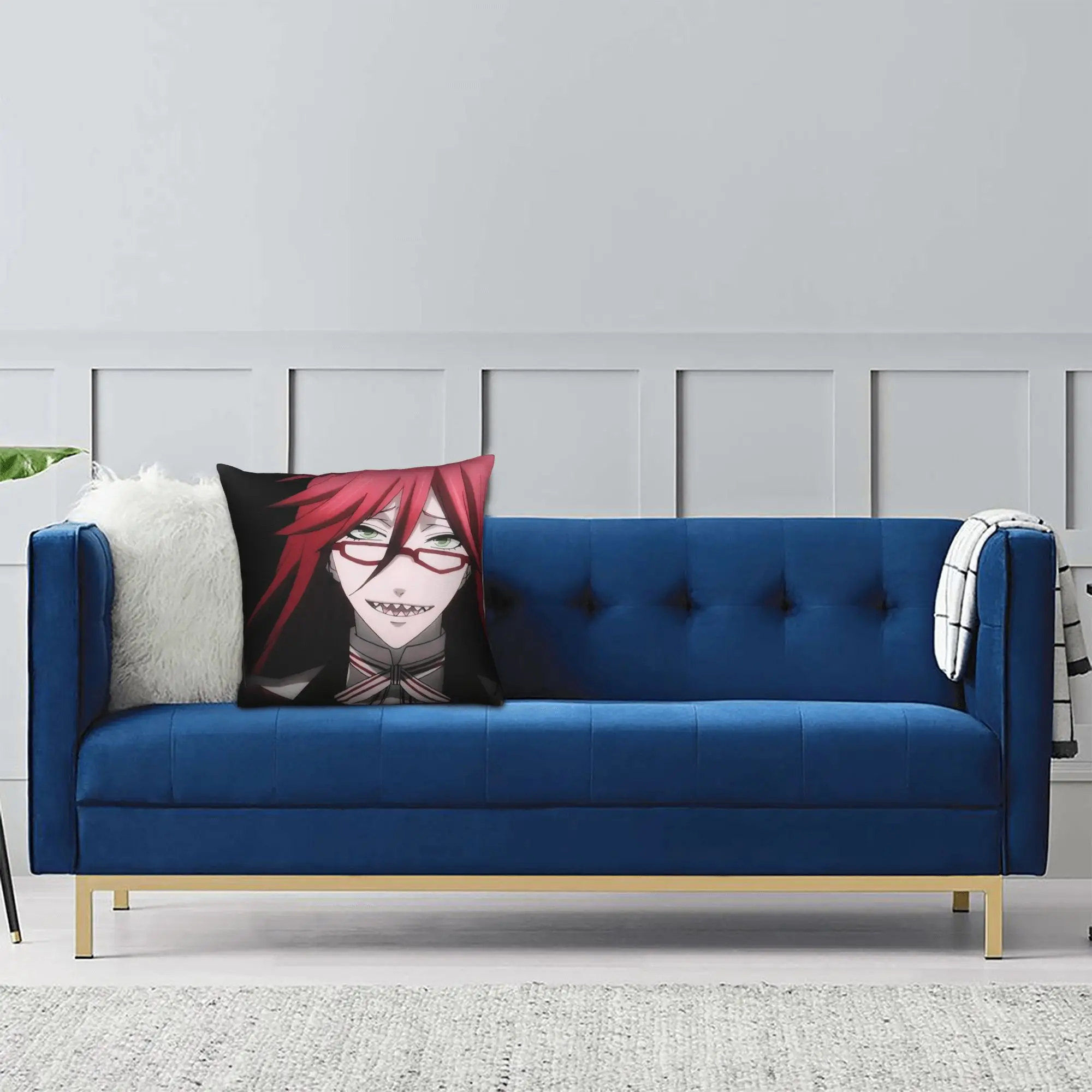 Black Butler Grell Sutcliff  Pillowcase Printed Polyester Cushion Cover Gift  Pillow Case Cover Home Square 45X45cm - view 3