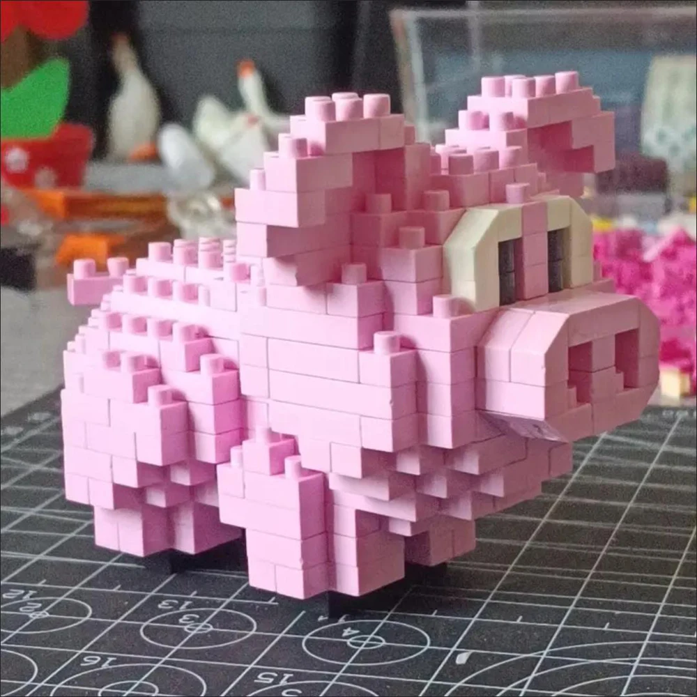 3D Tier Super Mini Rosa Schwein Panda Hamster Schnecke Montage Mikro-Bausteine Spielzeug - Einfaches Puzzle-Geschenk für Kinder, Partyzubehör – Detail 8