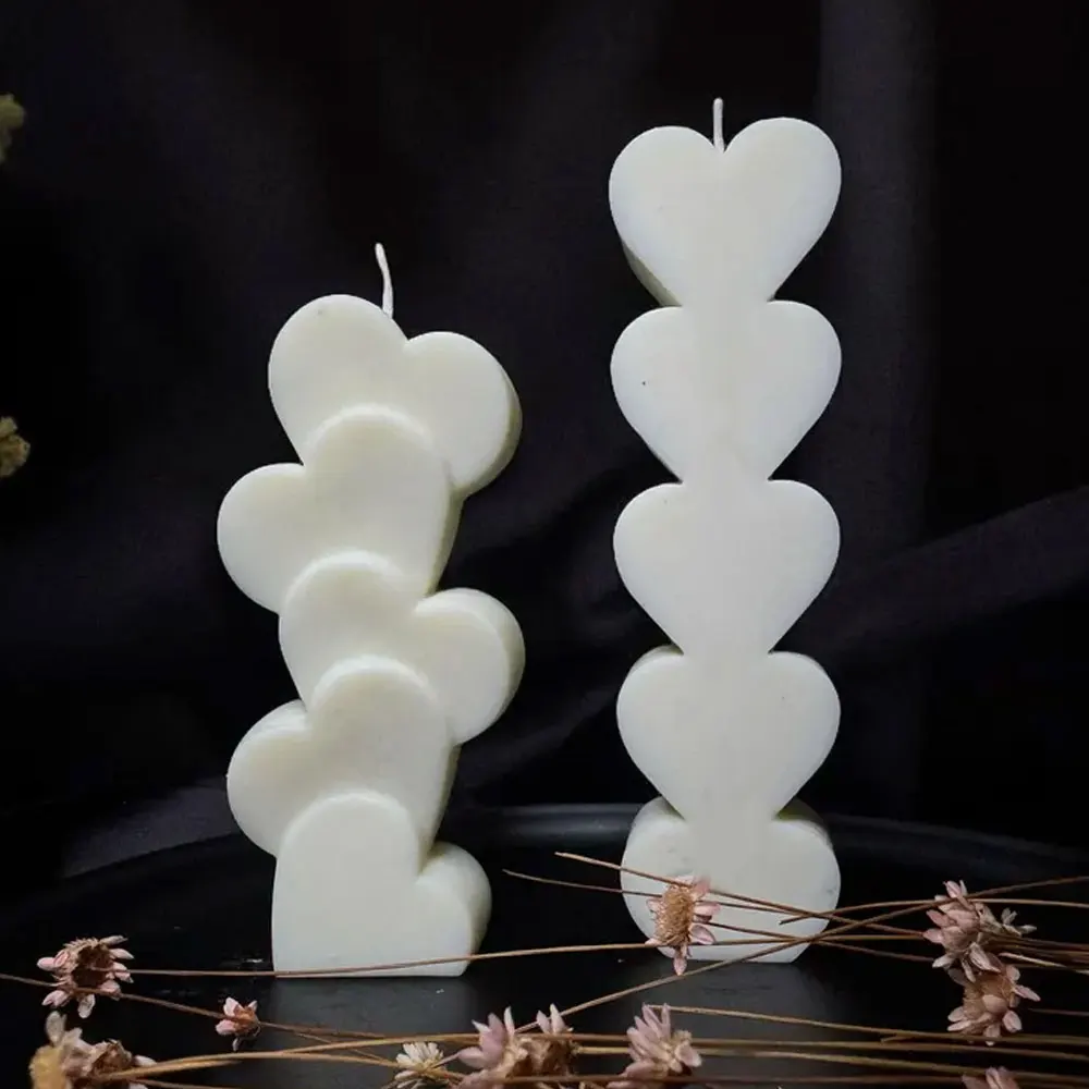 Handmade Heart Pillar Silicone Candle Mold 1-2pcs Soy Wax Scented Candle Making Love Column Resin Gypsum Wedding Decor DIY Gifts