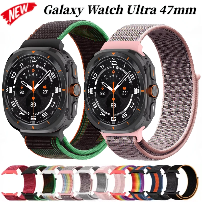 Nylon Loop Strap for Samsung Galaxy Watch Ultra 47mm Comfortable Breathable Bracelet Band for Galaxy Watch 7 Ultra 47mm Correa