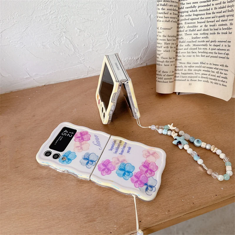 Handy hülle für Samsung Galaxy Z Flip 3 4 5 5g süße Stern blume Barce let Wave stoß feste Abdeckung für Samsung Z Flip3 Flip4 ZFlip5