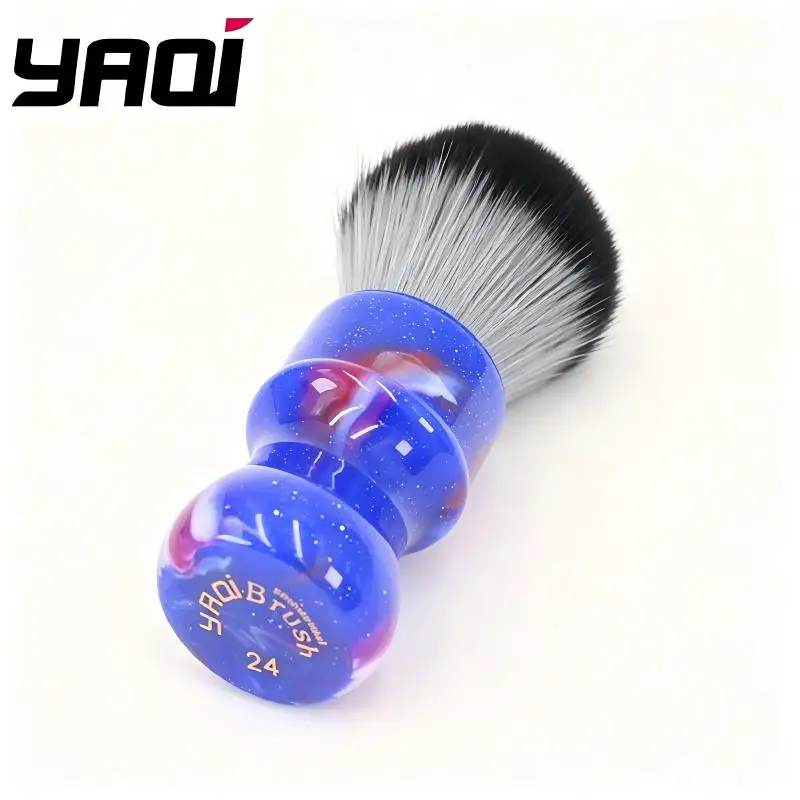 YAQI Shaving Brush Blue Starry Resin Handle Black Gray Gradient Bristles Wet Shave Lather Brush Men Beard Grooming Tool