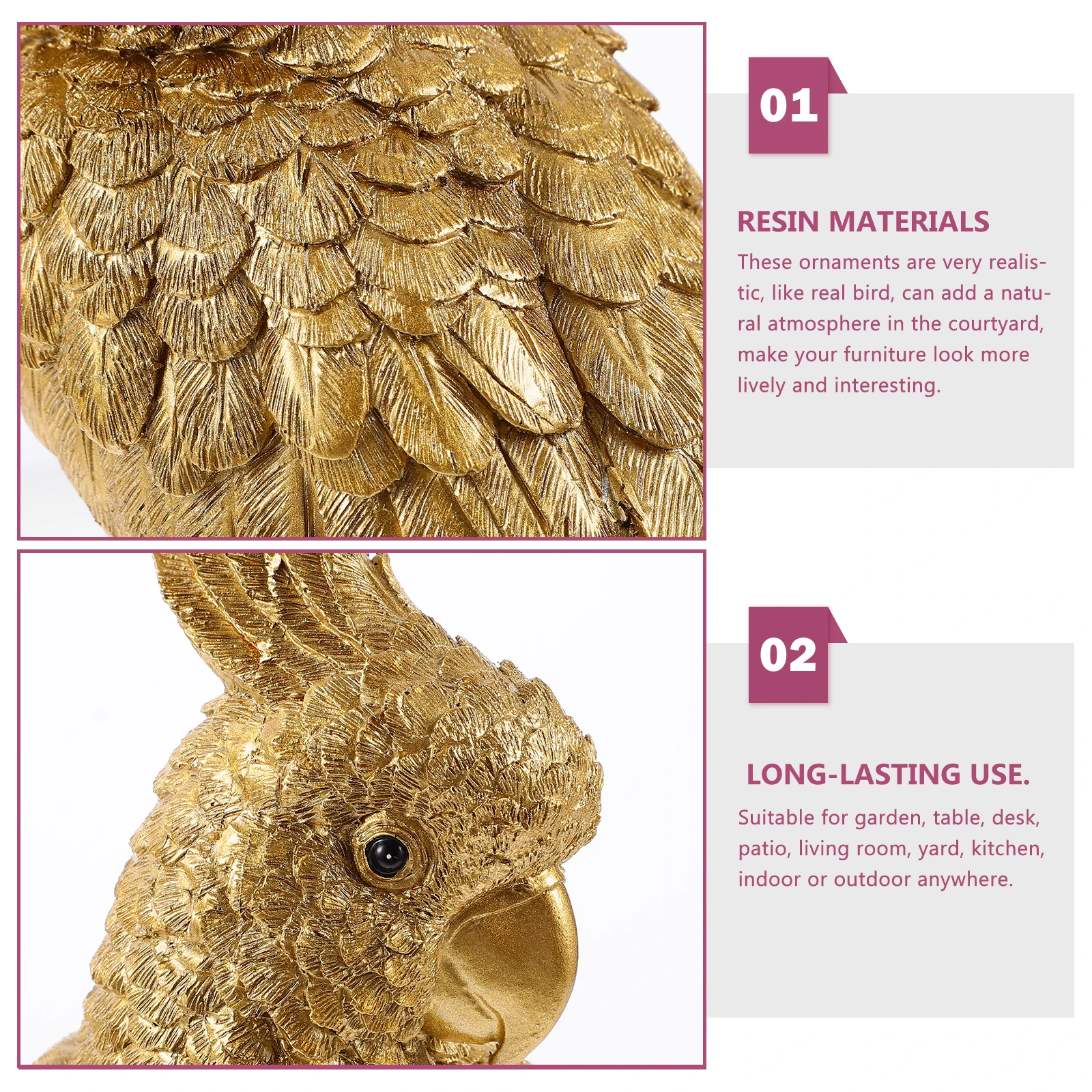 

Parrot Resin Craft Bird Decoration Tabletop Statue Small Cabinet Decor Desktop Ornament Yard Indoor Outdoor Safe