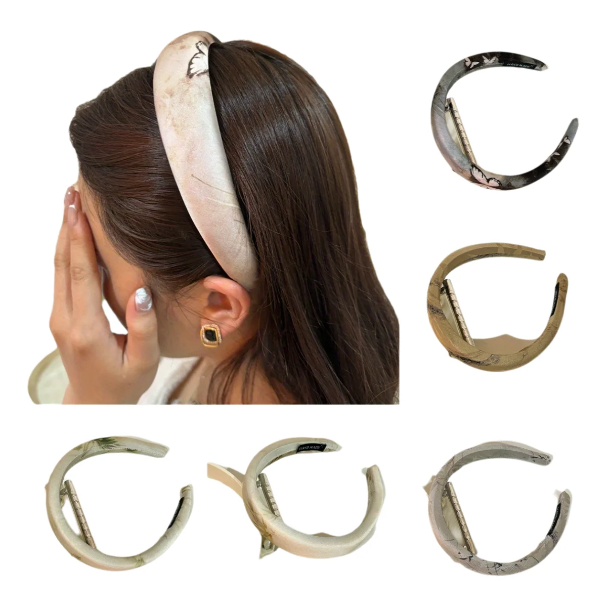 

1PC Soft and Comfortable Sponge Hairband with Butterfly Print, Anti-slip Hair Tie, and A Retro Casual Hair Accessory
