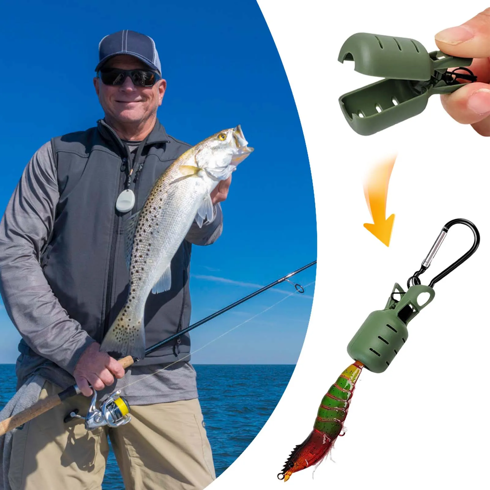 Protecteur de crochet de gabarit de calmar avec mousqueton, matériel de pêche portable, cadeau pour amis, famille, voisins