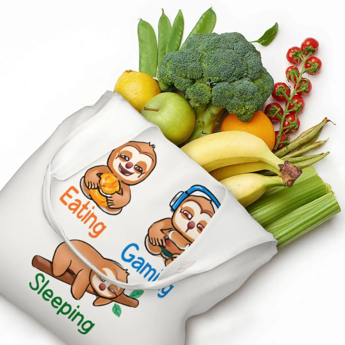 حقيبة كتف قماشية ذات سعة كبيرة للأكل واللعبة والنوم من Sloth Life، حقيبة كتف واحدة للتنقل للعمل للنساء، حقيبة تسوق صديقة للبيئة #5