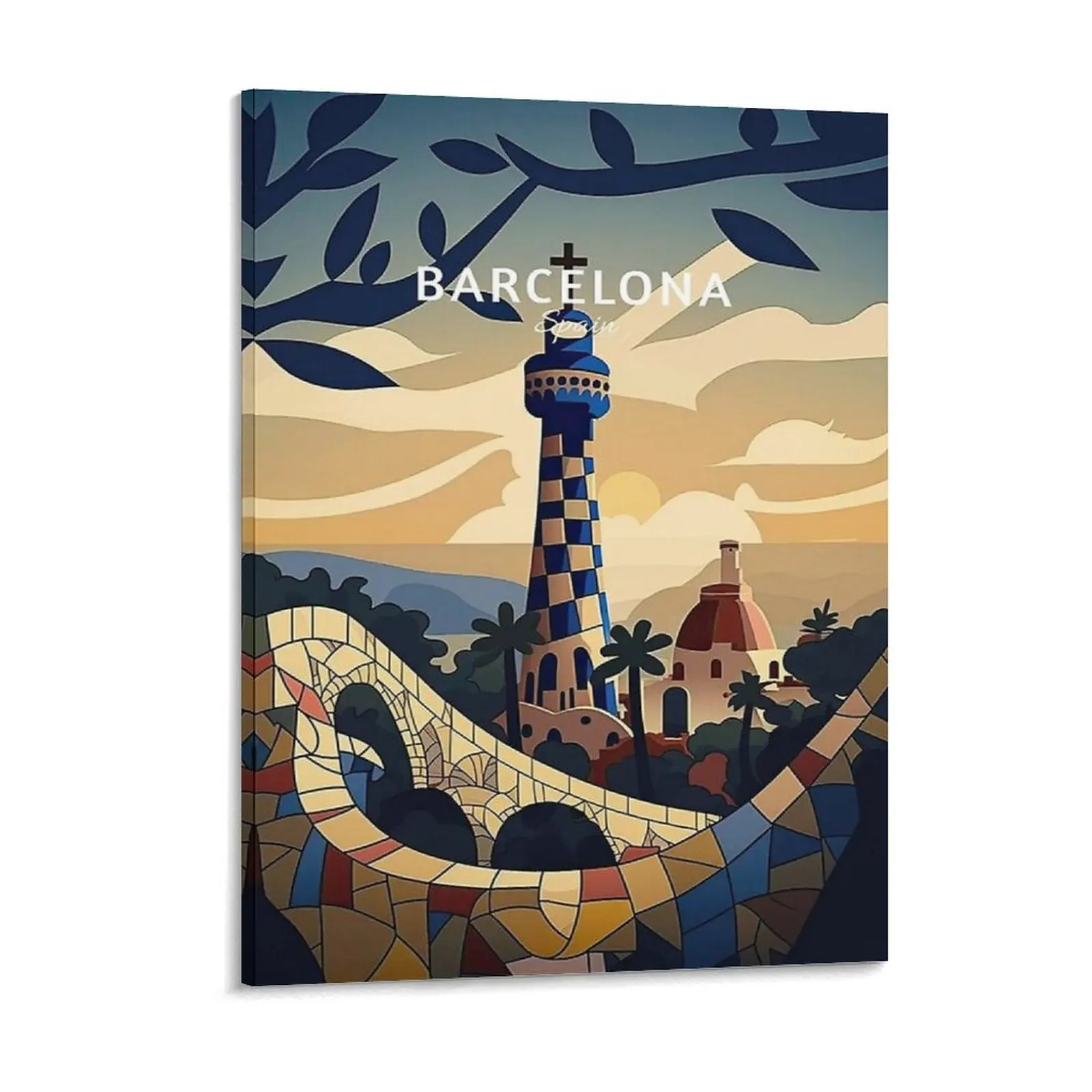 Barcelona City Retro Poster Metal Plaque Cinema Living Room Wall Customize Painting Décor Barcelona City Framed Wall Painting