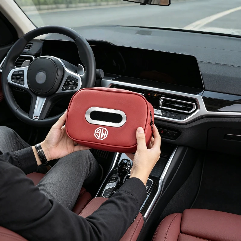

Leather Car Tissue Bag Back Seat Sun Visor Armrest Tissue Box Compatible MG ZS GS MG3 MG5 MG6 MG7 GT Cyberster