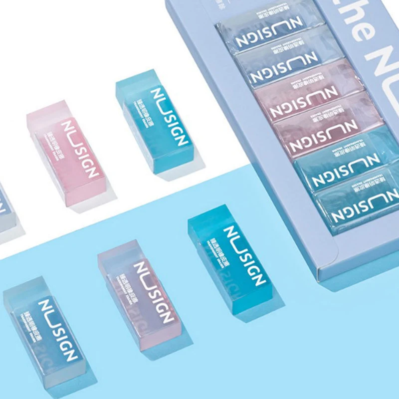 Transparent Solid Color Soft Rubber Eraser, Clean Wiping Student Stationery