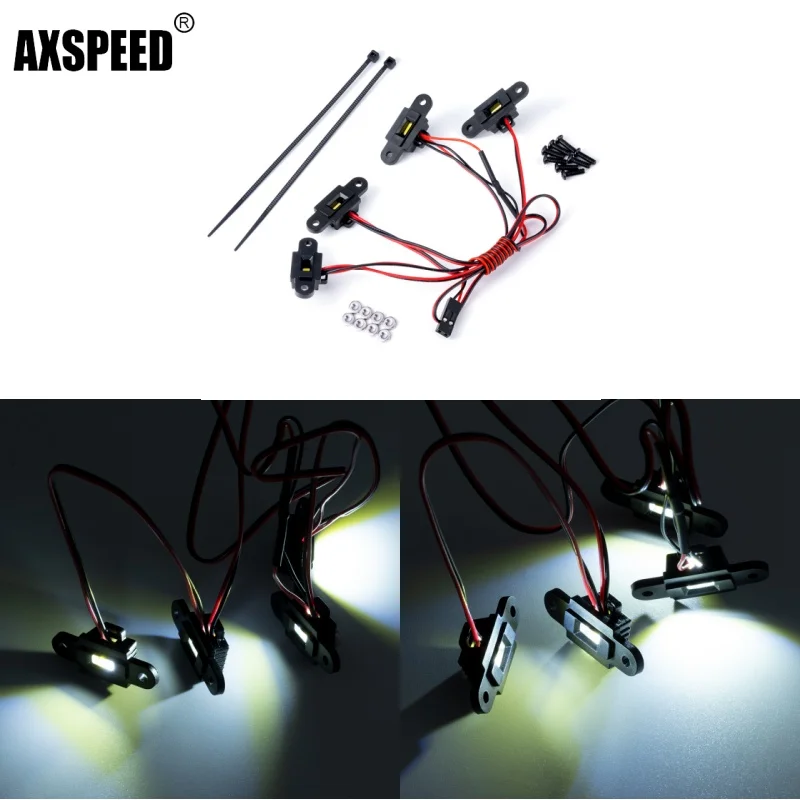 AXSPEED 4 LED-Radkastenbeleuchtung RC Auto Lampen-Set für Axial SCX10‑III JT Gladiator AXI03006 1/10 RC Crawler Upgrade-Zubehör