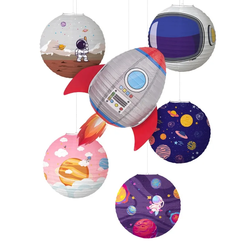 1 stücke 30 cm Astronaut Planet Raum Thema kinder Laterne Geburtstag Party Dekoration kinder Junge Planet Papier Laterne – Detail 5