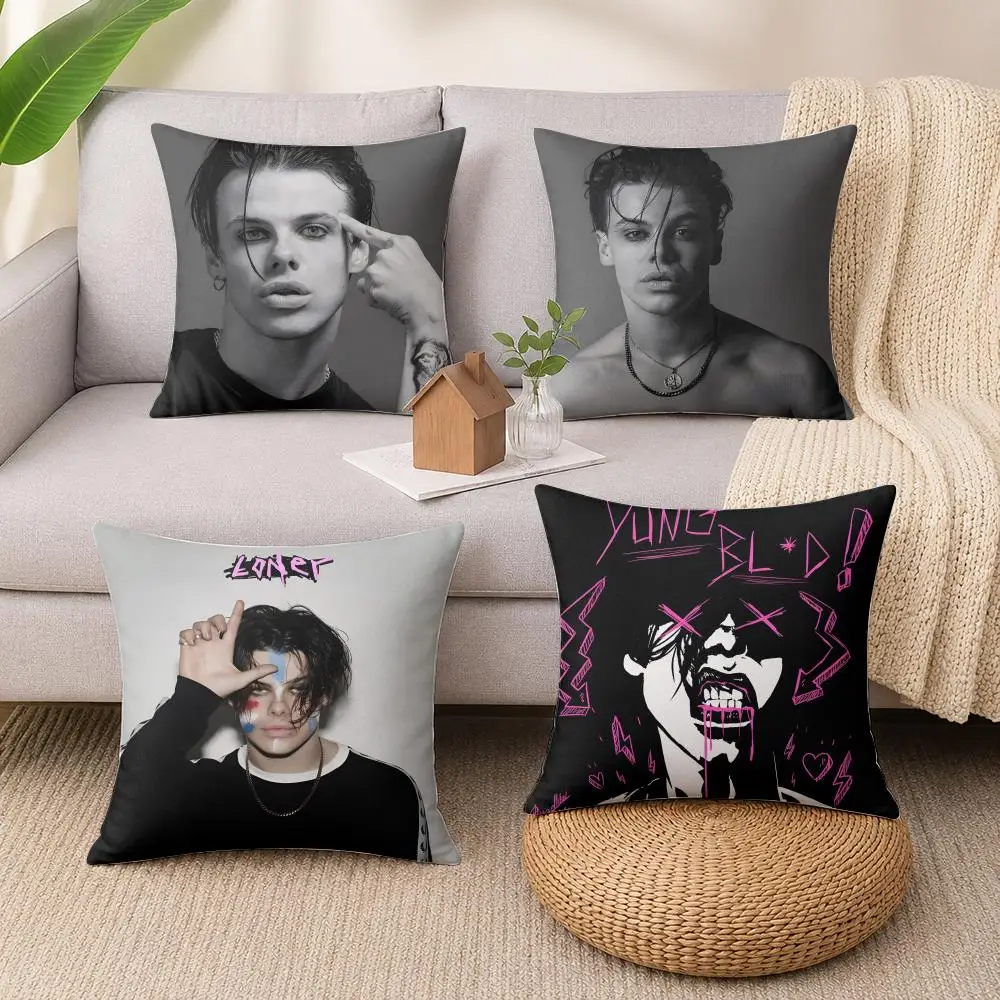 Singer Music Y-YUNGBLUD Cushion Cover Wrinkle-Resistant Short Plush Cushion Covers Breathable Machine-Washable