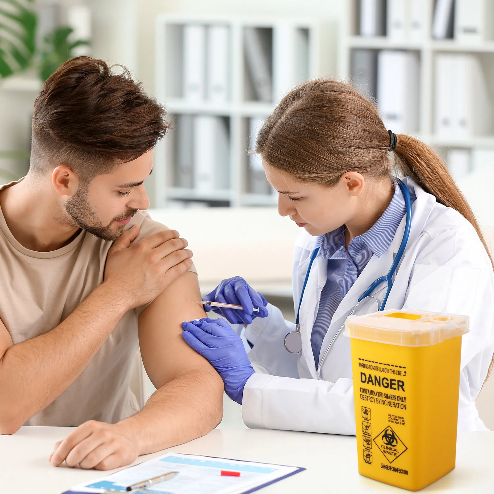 

Compact Sharps Box Yellow Needle Disposal Container for Insulin Syringes Lancets Home Clinic Use Sharps Container