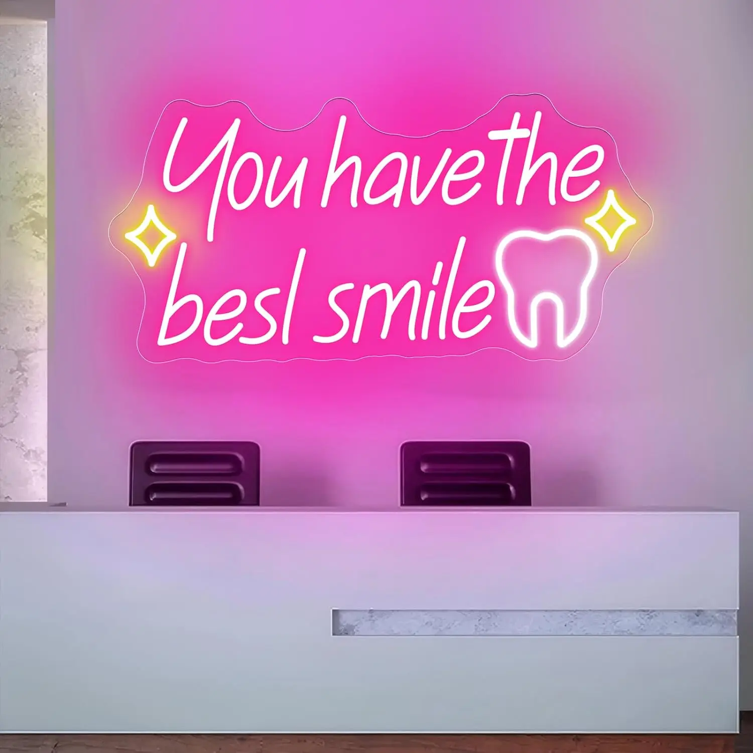 لديك أفضل ابتسامة الأسنان النيون جدار ديكور عكس الضوء LED ضوء النيون لعيادة الأسنان الحمام غرفة الطفل ديكور ضوء الليل
