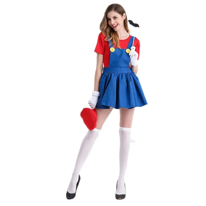 الكبار مضحك سوبر لويجي براذرز سباك تأثيري حلي تنورة قبعة قبعات هالوين النساء الفتيات فستان بتصميم حالم الطرف