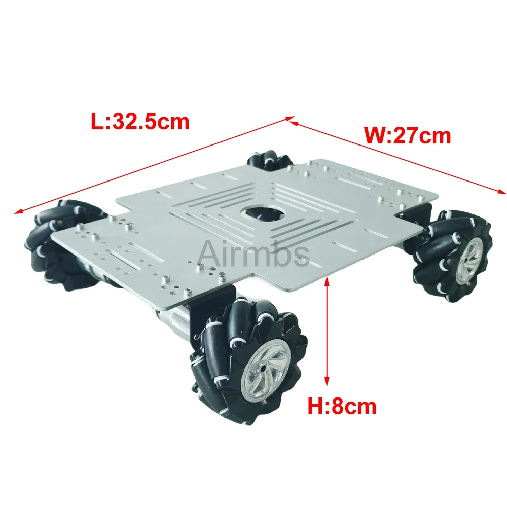 Telaio per auto robot con ruota Mecanum 4WD con carico effettivo da 15 kg con motore encoder Hall 4 pezzi 12V per braccio robot Arduino Stm32 ROS