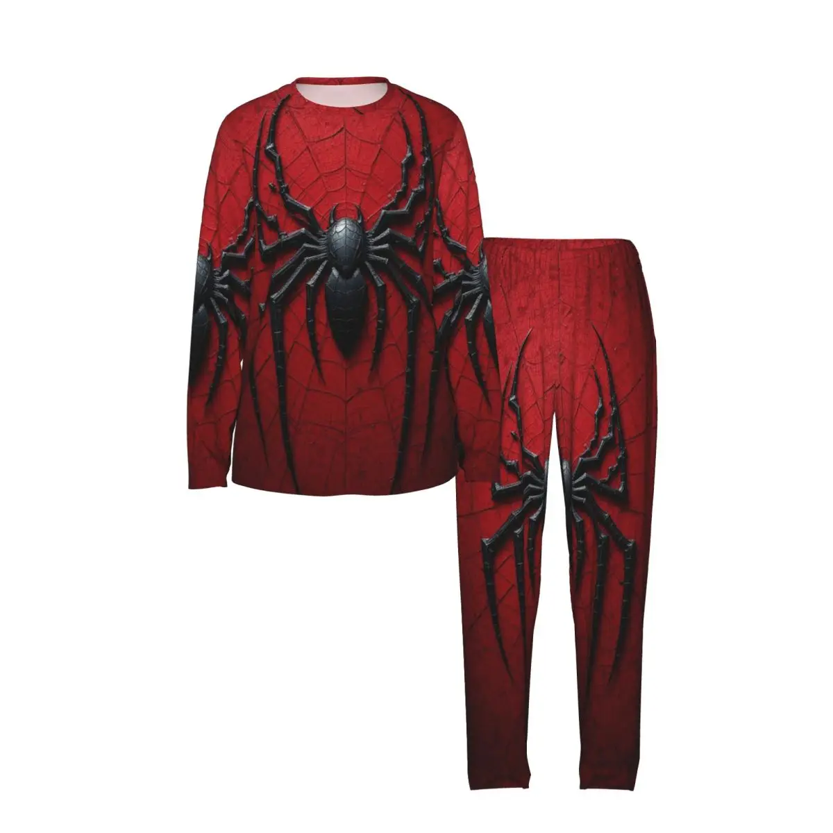 Spider And Web Round Neck Long Sleeves Nightdress for Sleeping Sleepshirts Women Soft Pajama Set Long Pants