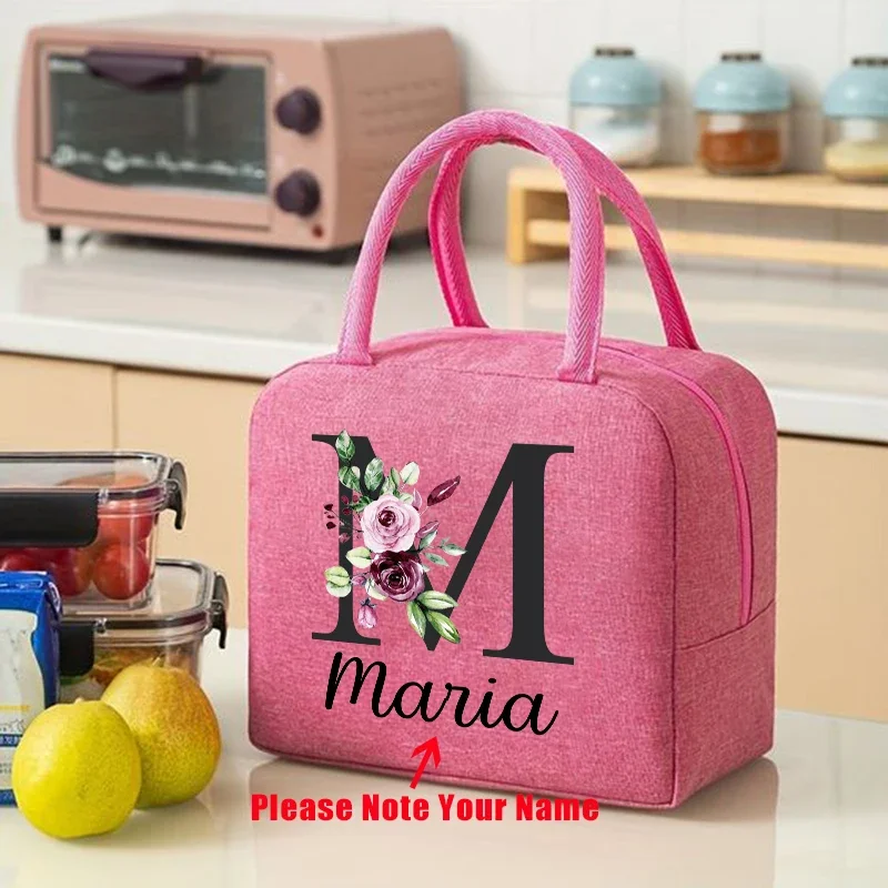 Personalized Custom Name Insulated Lunch Bag Bento Pack Thermal Food Bag Meal Pack Ice Bag Student Bento Lunch Handbag