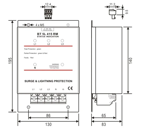 Class II T2 Three-Phase Full Protection Surge Protection Device Box 