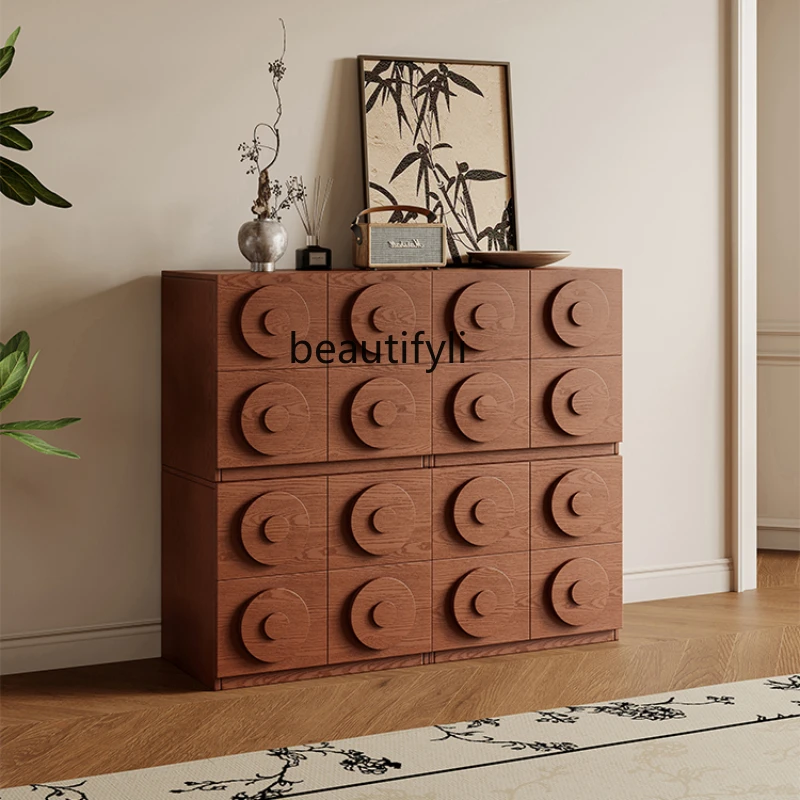 Fu Zhonggu Living Room Wall Storage Dining Side Chest of Drawers Solid Wood Bedside Home Bedroom Carmen Cabinet