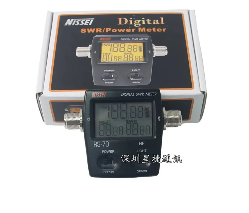 

RS-70 1.6-60MHz 200W NISSEI HF Digital Short Wave Standing Wave Meter Power Meter Power Meter for Walkie Talkie 2 Way Radio