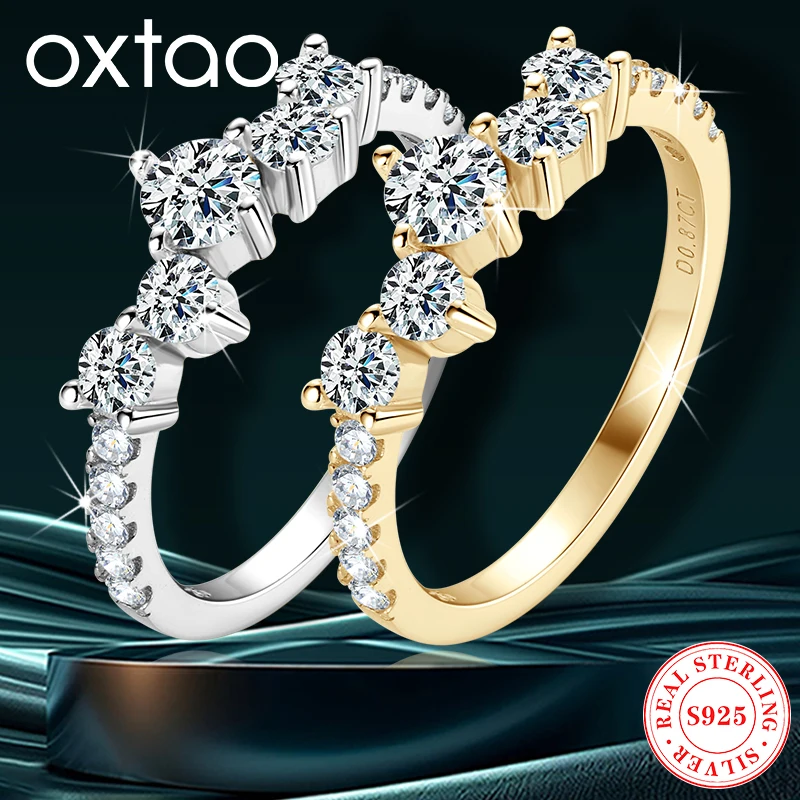 oxtao-認定dカラー-モアサナイトリング-本物のs925シルバー-ラボダイヤモンド-結婚指輪-婚約指輪-プロミスバンド