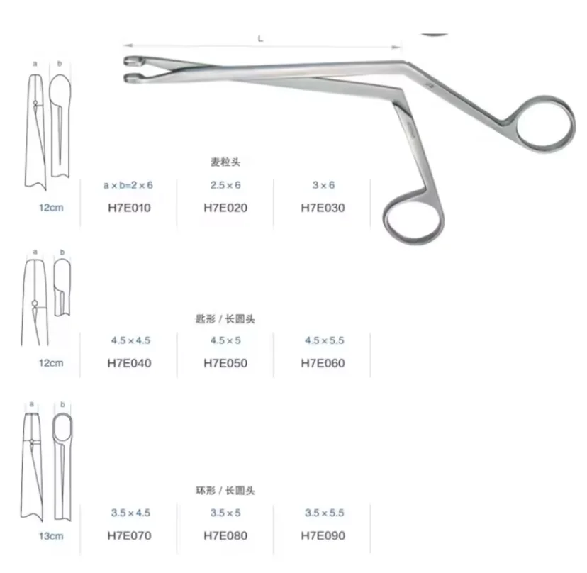 HUATRAU JZ Nasal Polyp Forceps 12cm 13cm ENT Surgical Instrument, Wheat Head / Spoon Type / Ring Tip