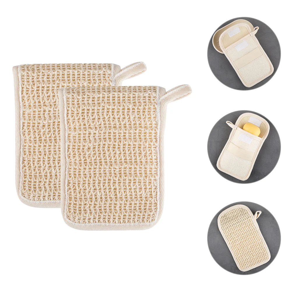 

2 Pcs Soap Bag Convenient Clean Exfoliating Pouch Portable Bar Cotton Linen Bags for Homemade Scrubber