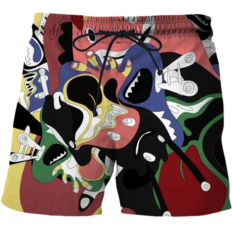 Calções de praia coloridos geométricos 3D masculinos, calção de banho, calças curtas extragrandes, maiô casual, shorts de surf esportivo, verão