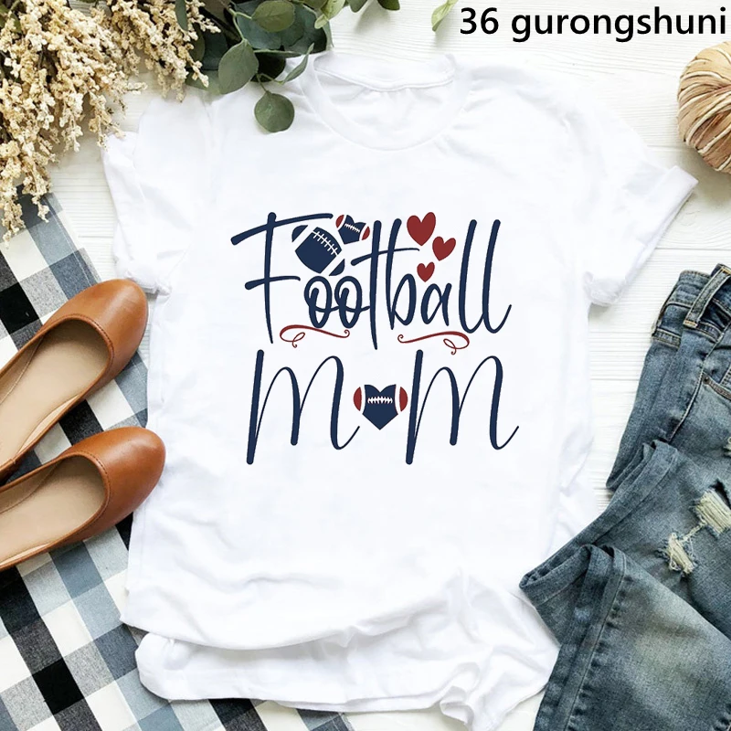 

Leopard Football Mom Graphic Print Tshirt Women Clothes 2023 Softball Mom T Shirt Femme Summer Short Sleeve Female T-Shirt