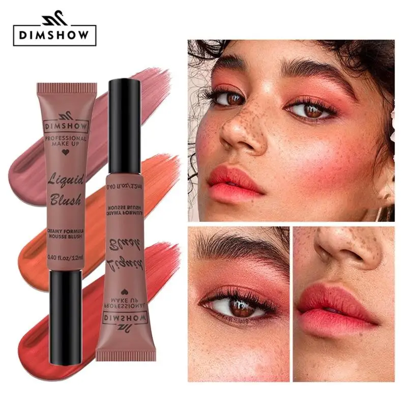 DIMSHOW 6 Color Long-lasting Liquid Blush Facial Contouring Lightweight Soft Multi-Use Cream Blush Waterproof Facial Blush Stick