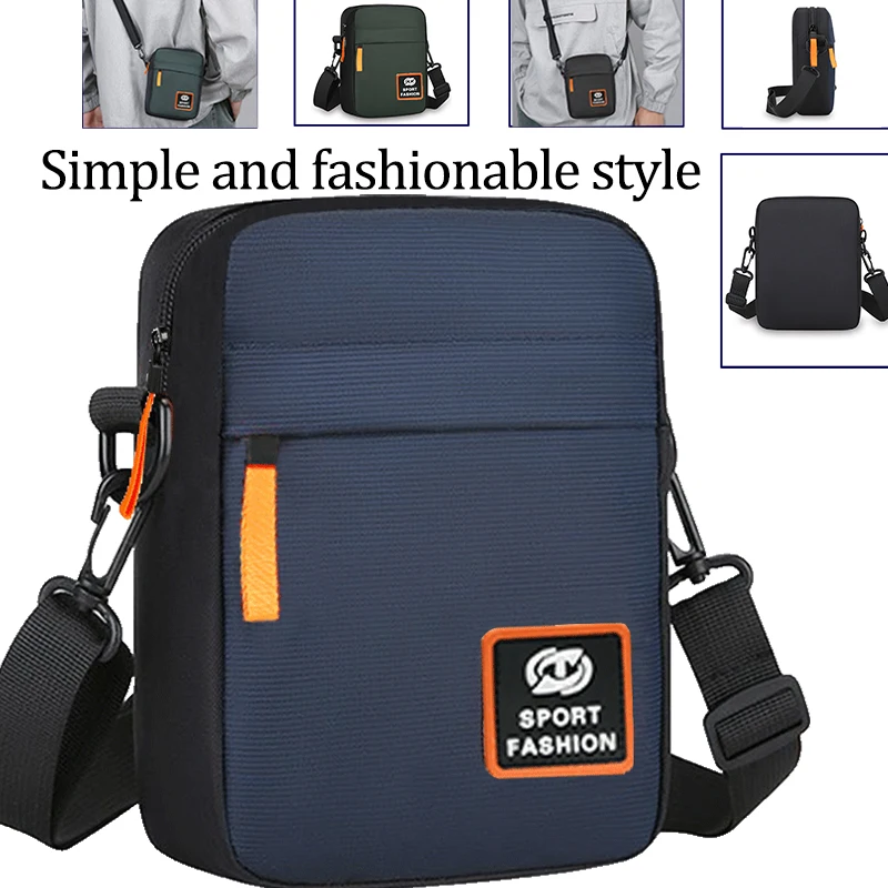 Men Oxford Fabric Sport Crossbody Bag Lightweight Multifunction Adjustable Strap Casual Daily Outdoor Work Travel Shoulder Bag