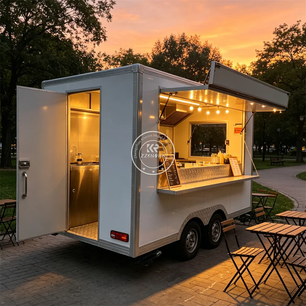 

Stainless Steel Snack Cart Mobile Food Trailer Street Catering Trailer Hot Dog Burger Food Truck With Complete Kitchen Setup