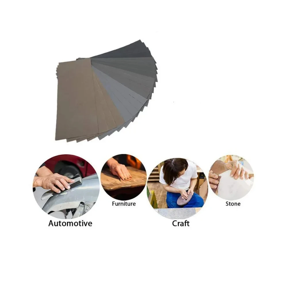 20pc Sandpaper Set 1000/2000/3000/5000/7000 Grit Sanding Paper Water/Dry Abrasive SandPapers For Wood Metal Polishing Automotive