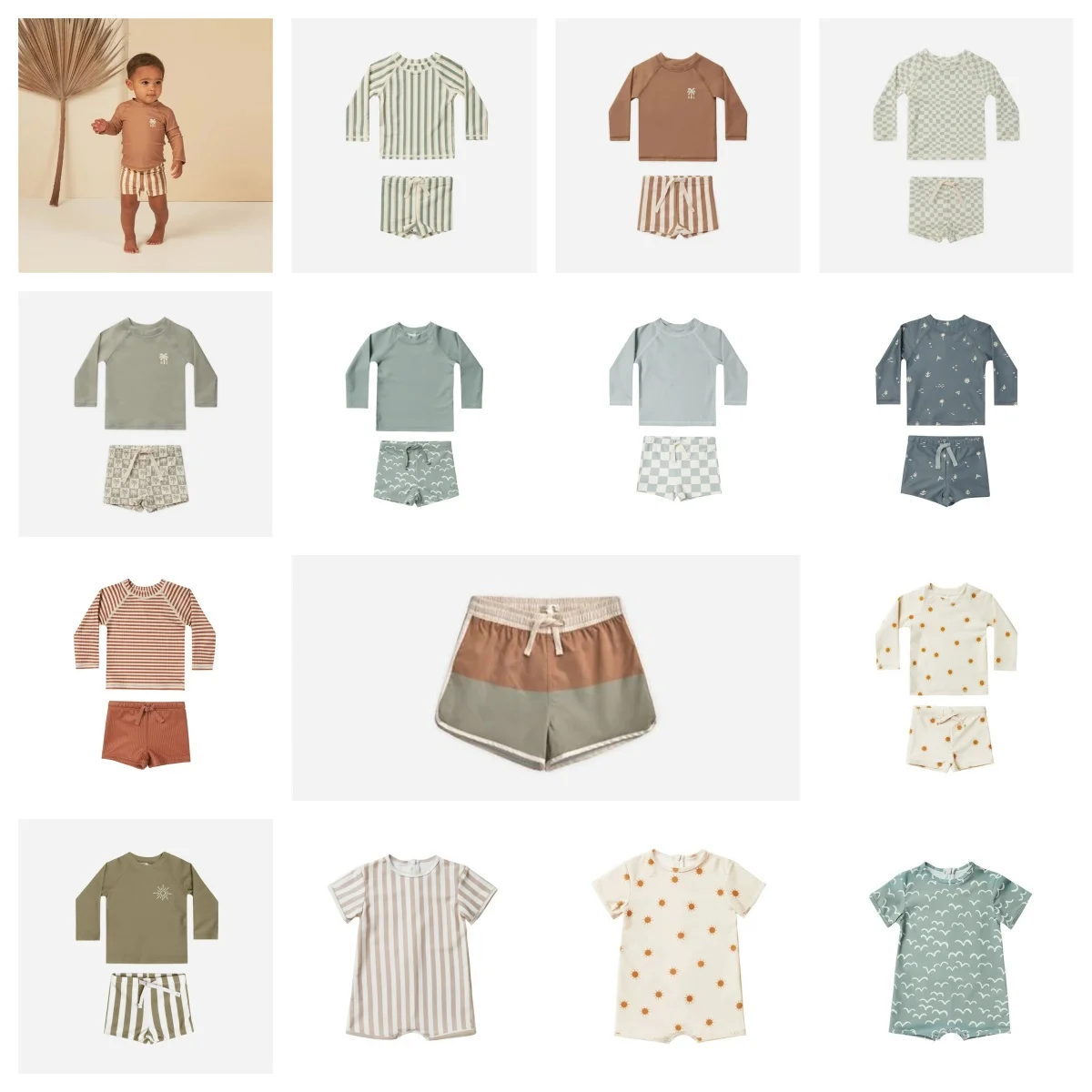 하이 퀄리티 여름 2024 수영복 세트, 남아용 긴팔 수영복, 어린이 휴가 해변 반바지, RC 반바지 