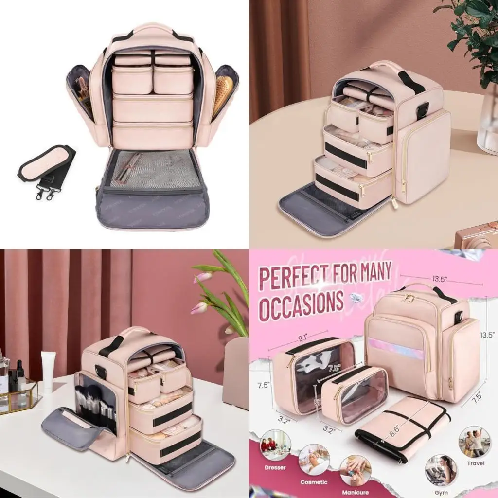 

X90D Функциональный дорожный косметический органайзер с 4 съемными отделениями Водонепроницаемая полиэстеровая сумка для дизайн