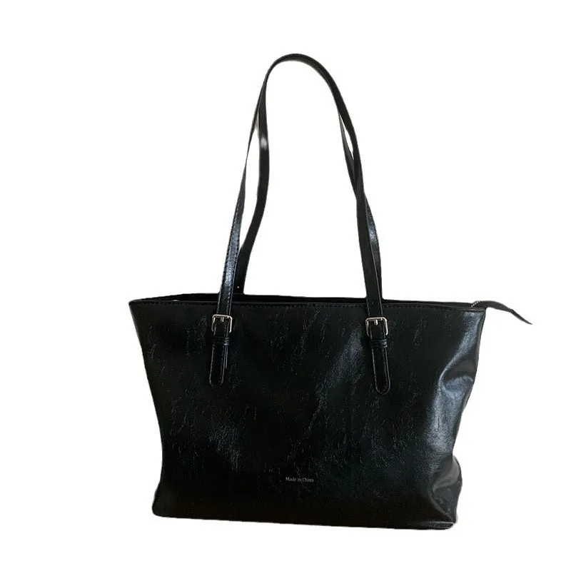 

Fashionable large capacity tote bag, women's PU leather shoulder bag, trendy and durable daily commuting shopping handbag