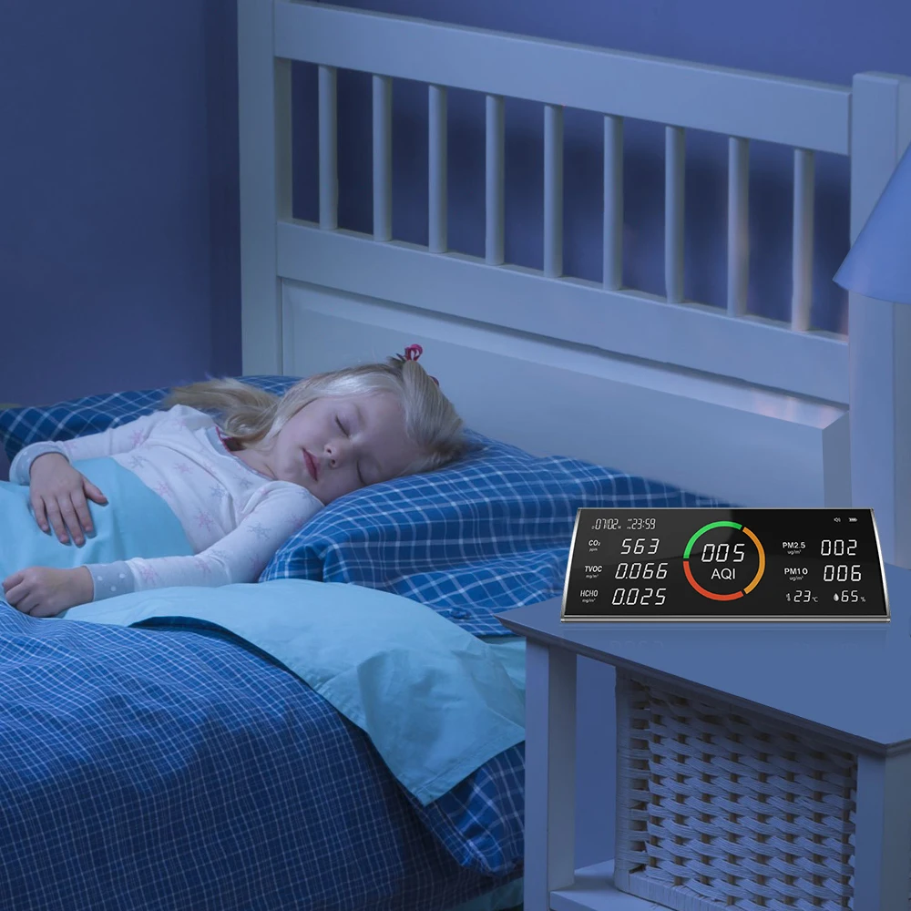 Multifunctionele luchtkwaliteitsmonitor 9-in-één Metaalmateriaal CO2-technologie Infrarood (NDIR)