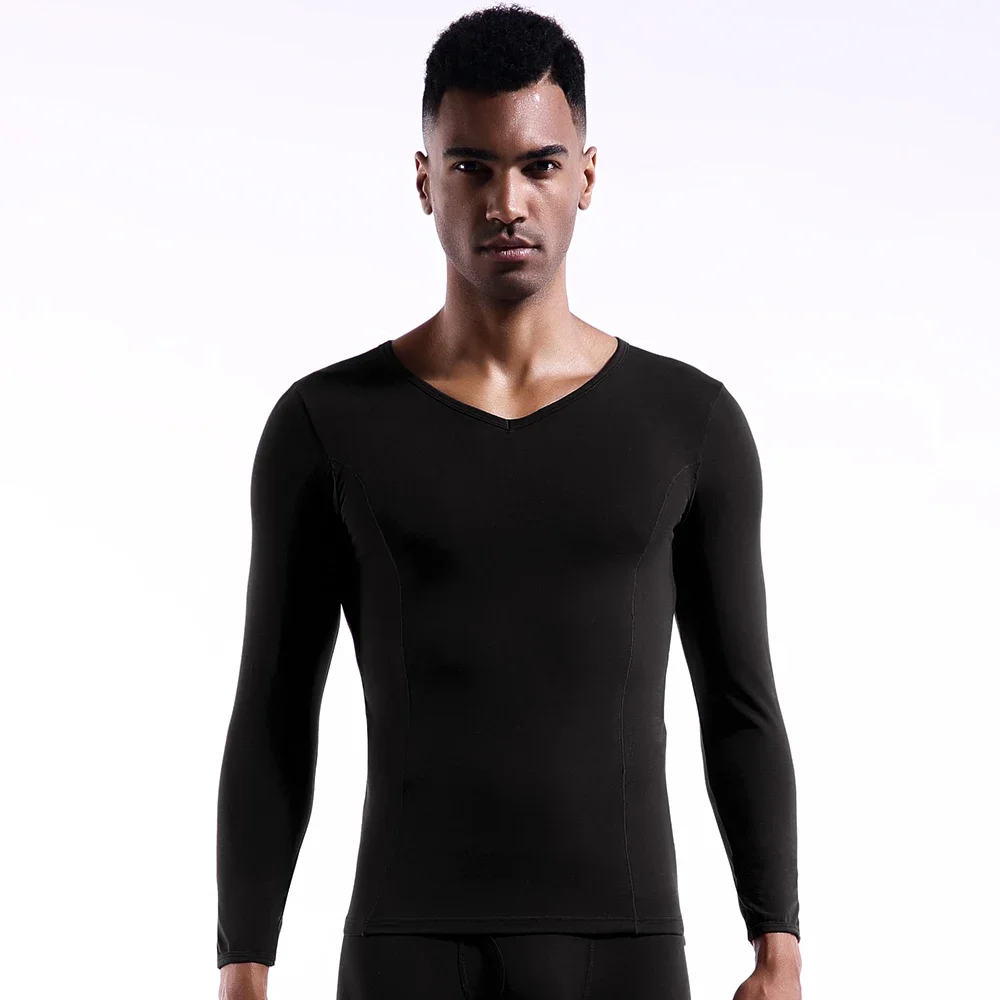 

Men's thin cotton v-neck slim-fit basic underwear single-piece youth autumn clothes warm top bottoming shirt