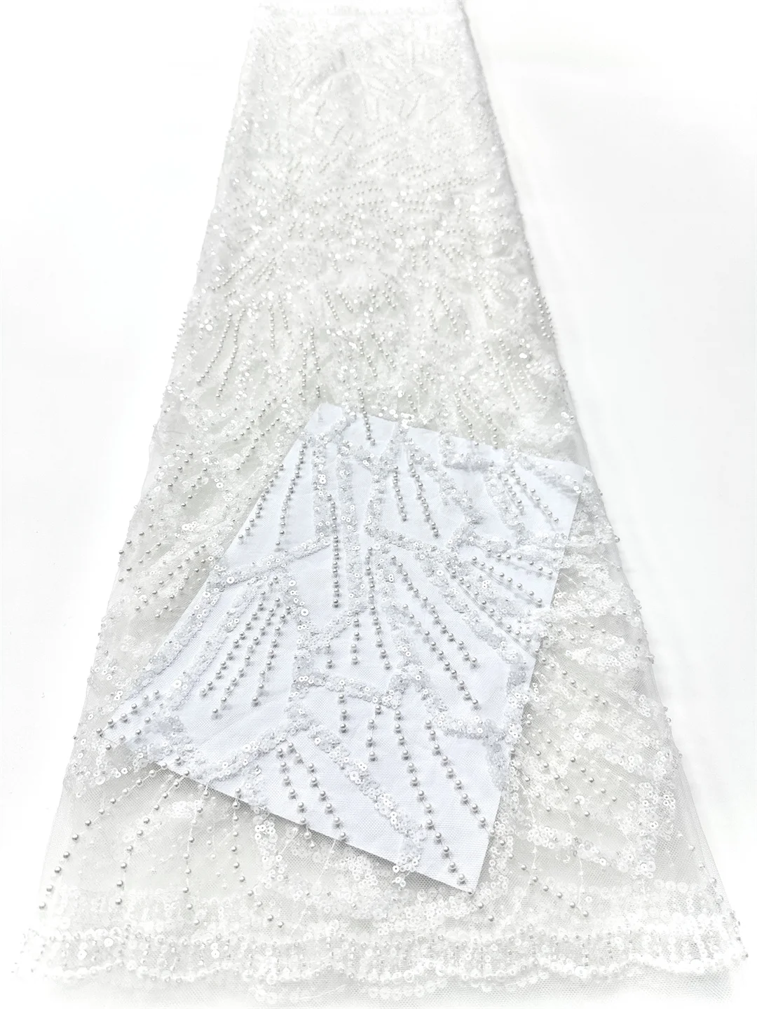 French Lace Fabric 2025 High Quality Sequins Beads African Lace Fabric Embroidery For Elegant Dress Nigerian Tulle Lace Material