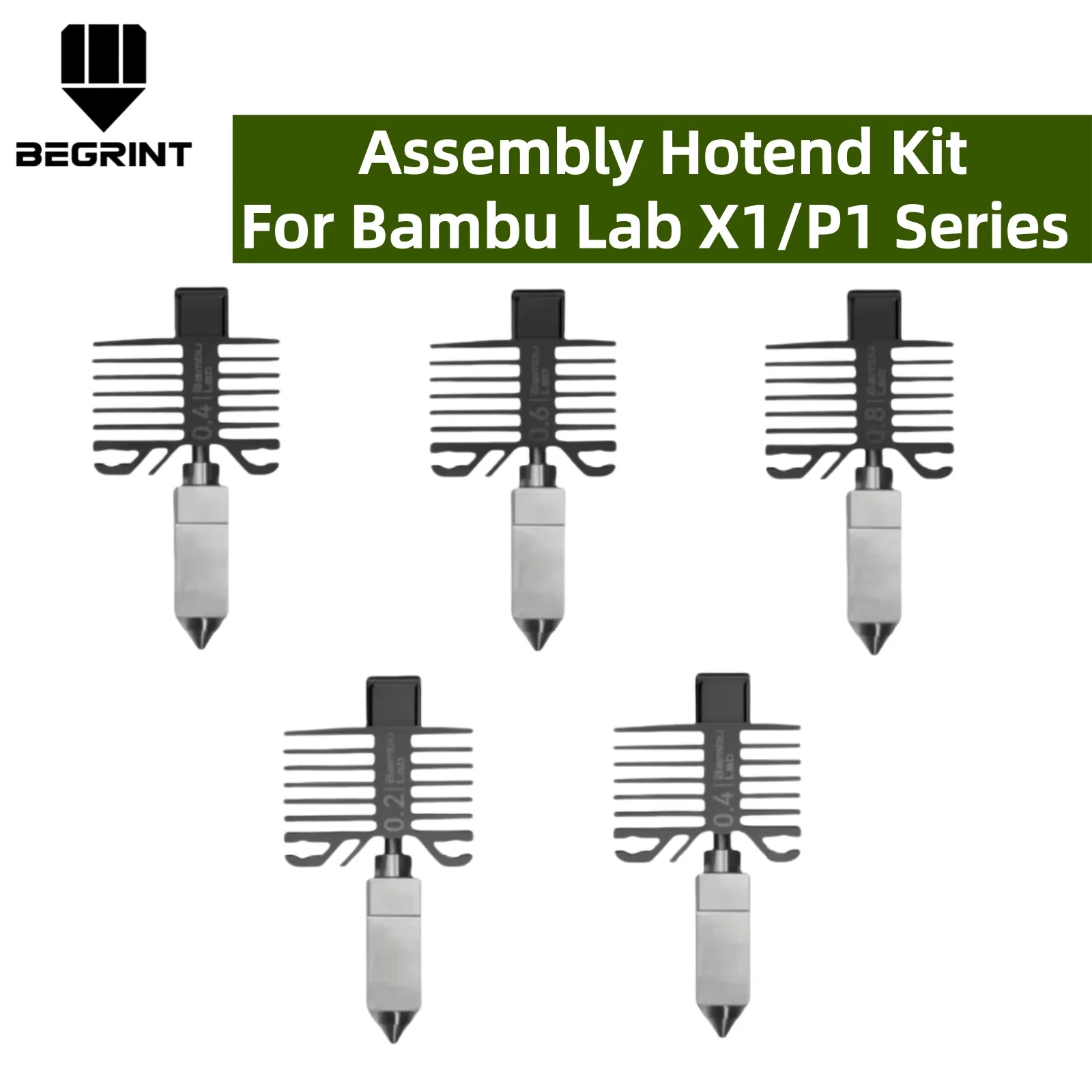 

Bambu Lab X1/P1 Series Original Hotend Kit, Upgraded Hardened Steel Nozzle 0.2/0.4/0.6/0.8mm for X1C/X1/P1P/P1S 3D Printer Parts
