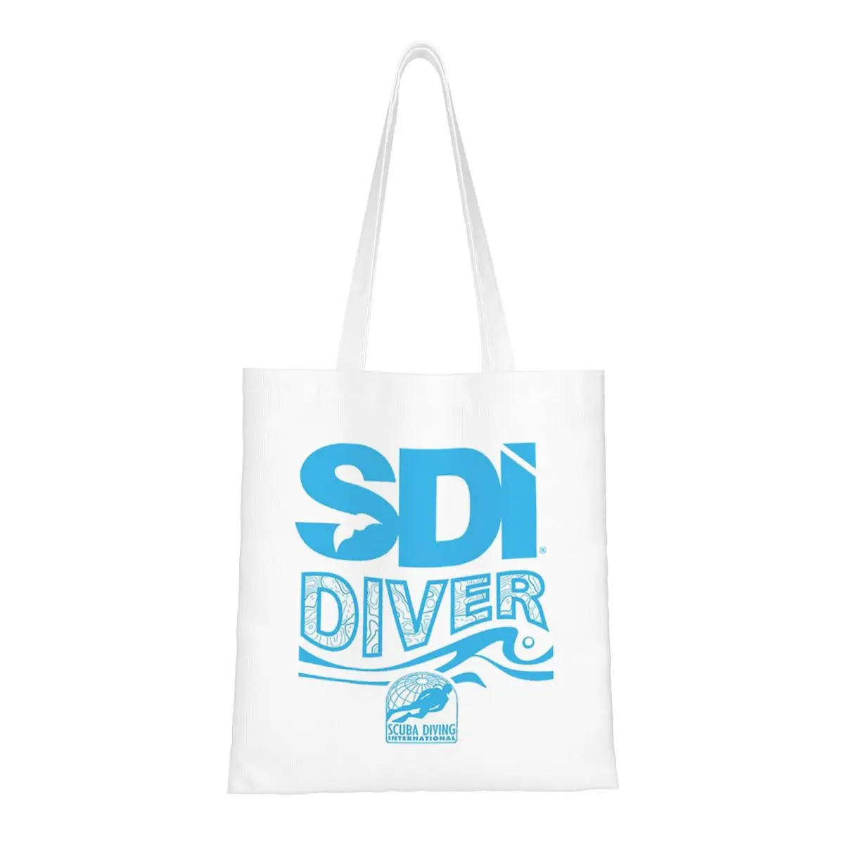 Scuba Diving International (SDI)- SDI Diver Wave Shopping Bags Ladies Canvas The Tote Bag Folding Shoulder Tote Travel Handbag