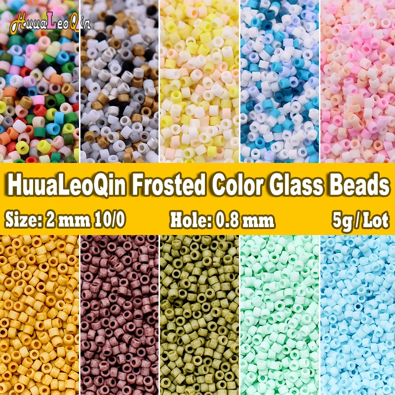 365pcs 2mm Japanese Frosted Tubular Glass Beads 10/0 Matte Spacer Seed Beads Supplies for Jewelry Making DIY Sewing Accessories