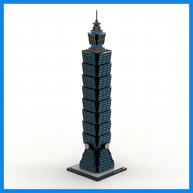 MOC Build Blocks Taipei 101 Landmark Buildings Modular Model DIY Bricks Creative Architectural Collection Christmas Present