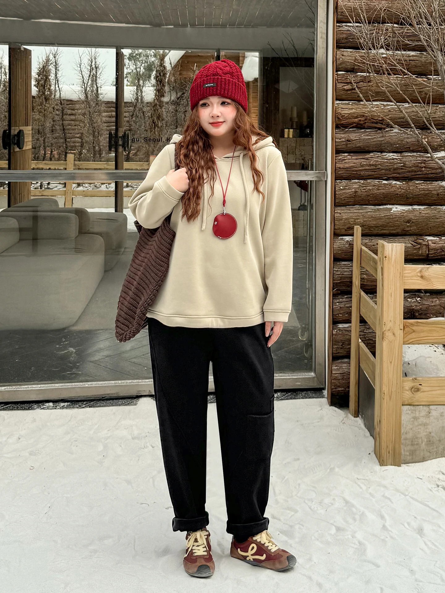 Plus Size Dames Fleece gevoerde casual joggingbroeken 3 lengteopties 450g Warme afslankende lentecollectie Hoge taille Katoenmix