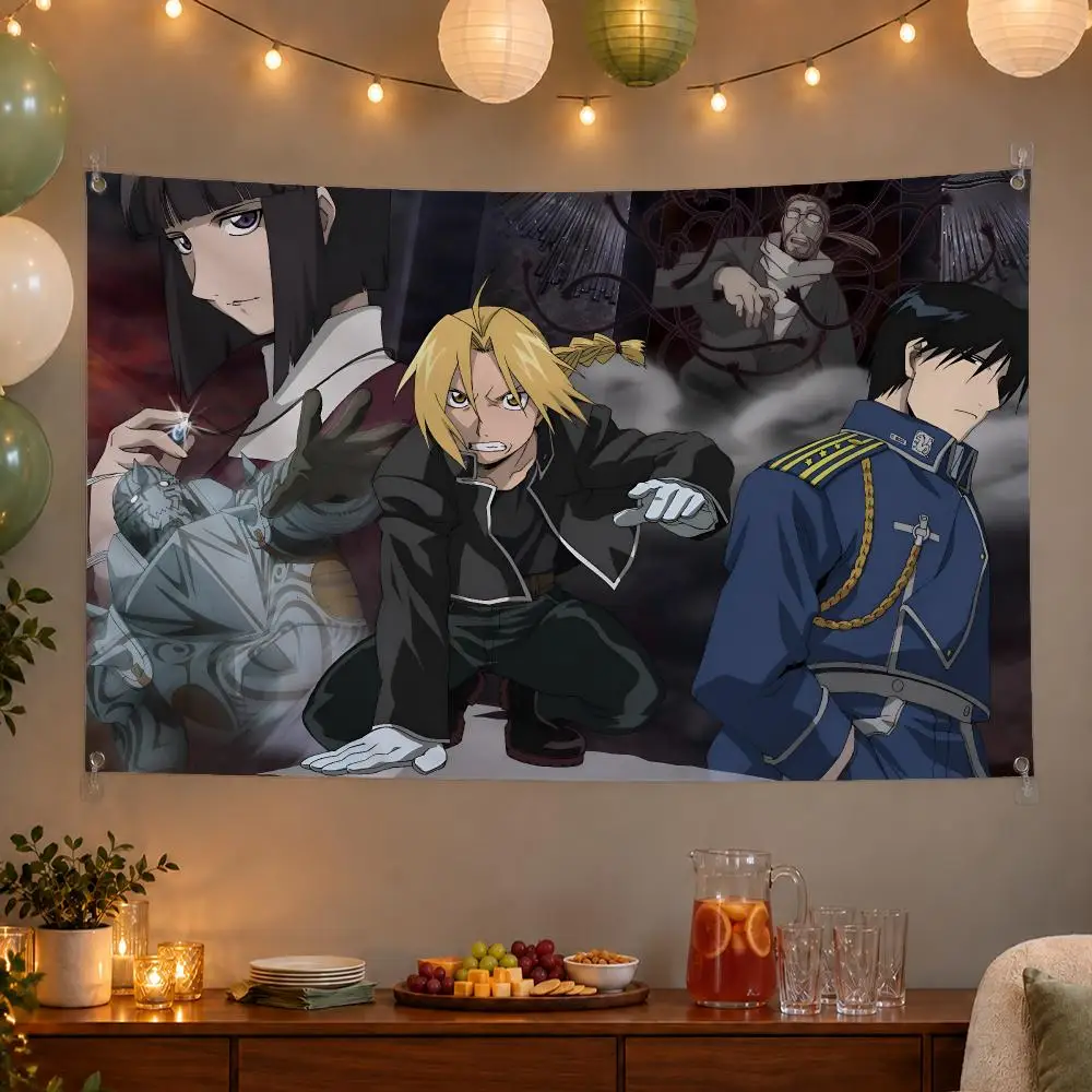 Trending Anime Fullmetal Alchemist Edward Elric Flags Wall Hanging Banner Indoor Outdoor Party Home Wall Decor Backdrop