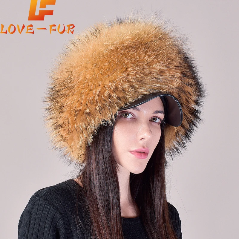 2024 New Fashion Earflap Hat Winter Women's Hat Real Fox Fur Hats Headgear Russian Girls Real Fox Fur Beanies Cap