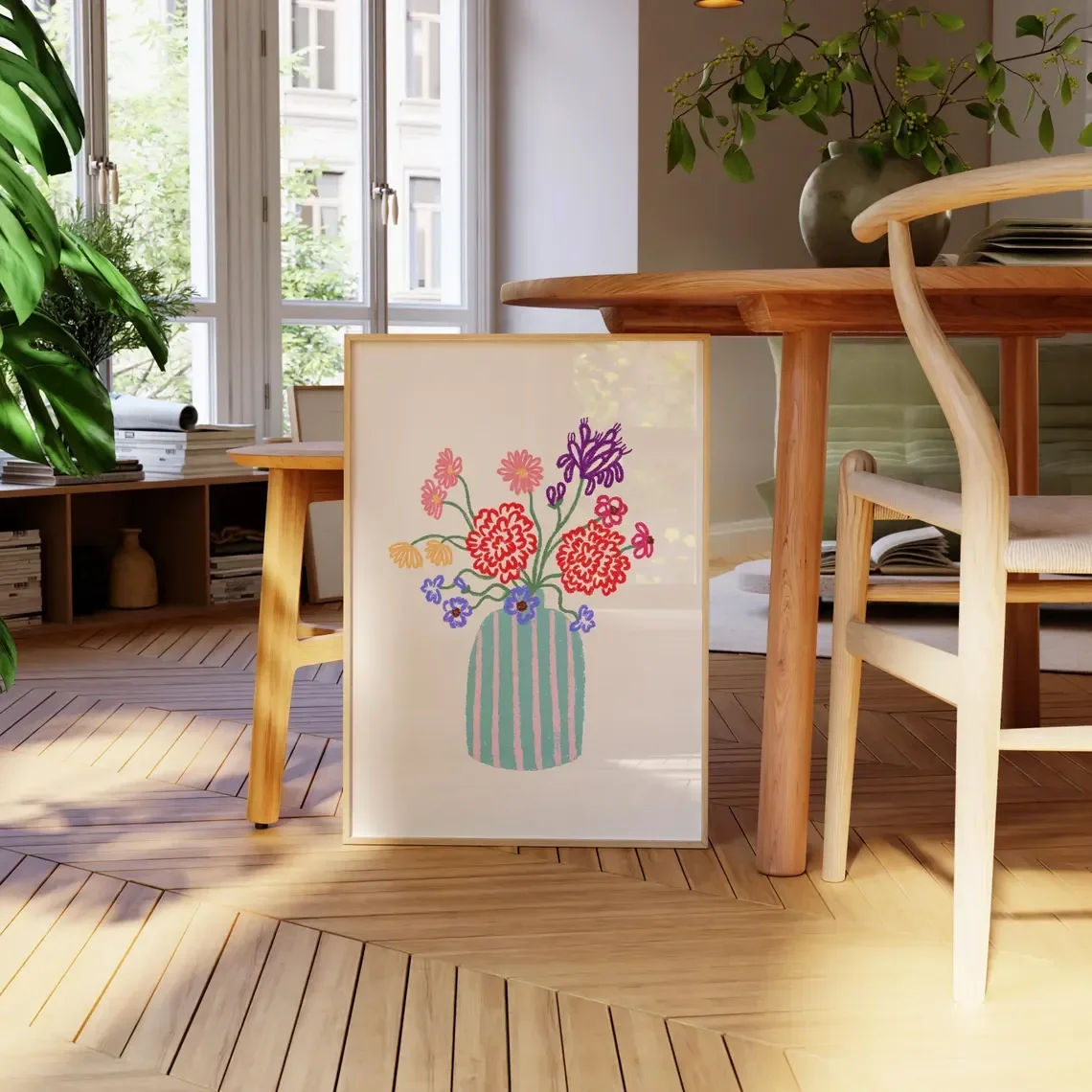 No Framed Printing Picture Flower Vase Print Still Life Abstract Floral Poster Girly Preppy Wall Art Decor Unframed